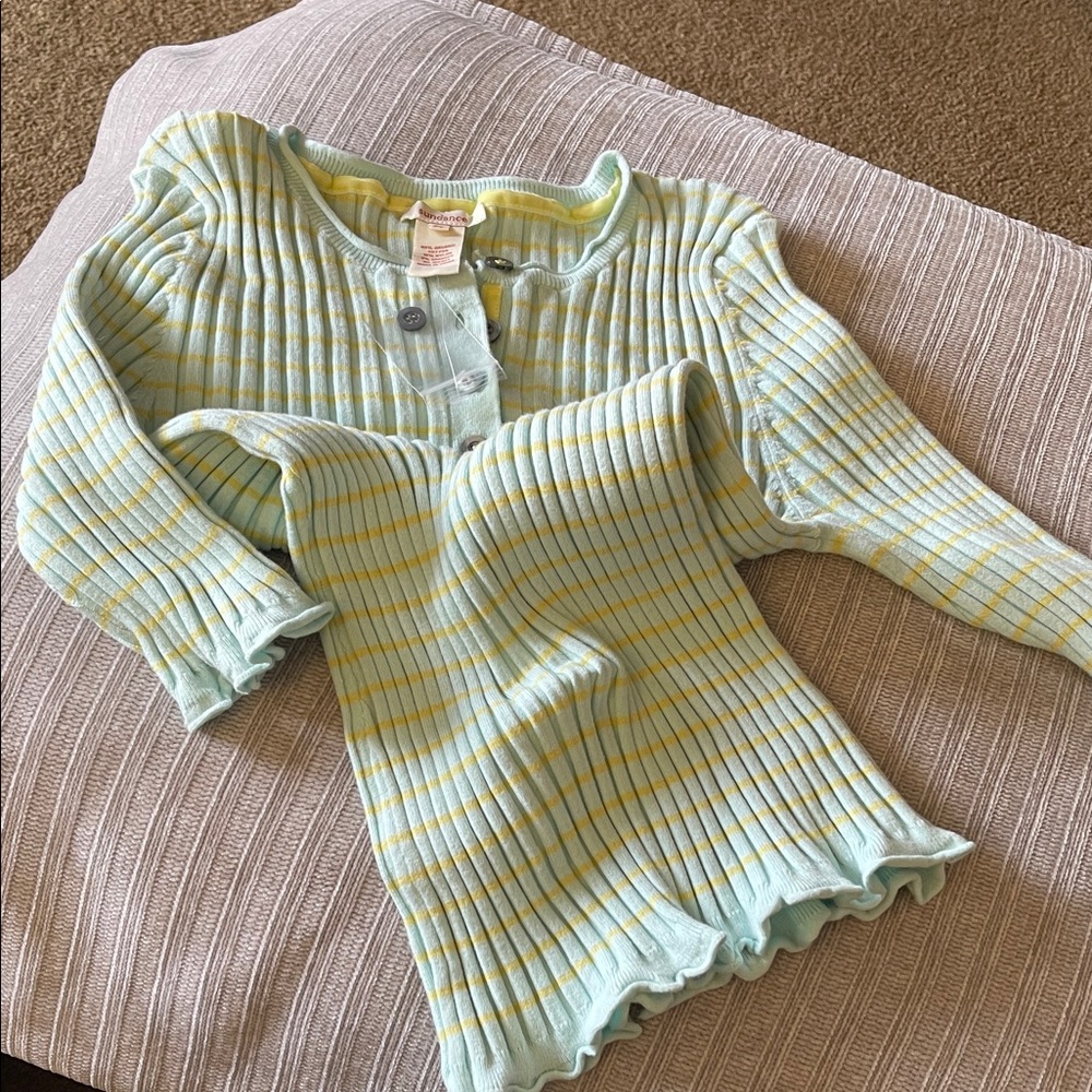 Ribbed Striped Button on Front Henley Sundance size PL